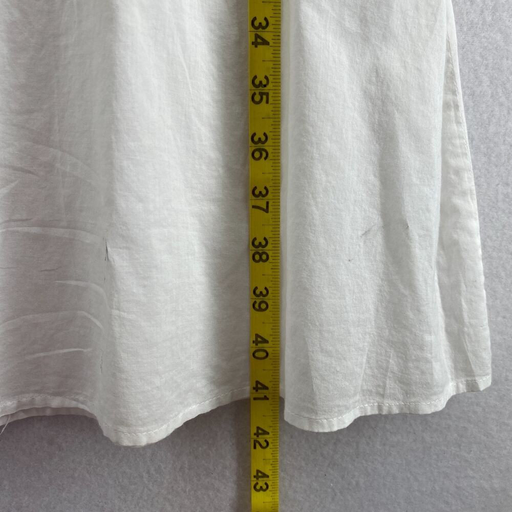 EILEEN FISHER Slip M Organic Cotton Voile Dress Scoop Neck Spaghetti Strap White - Picture 8 of 9